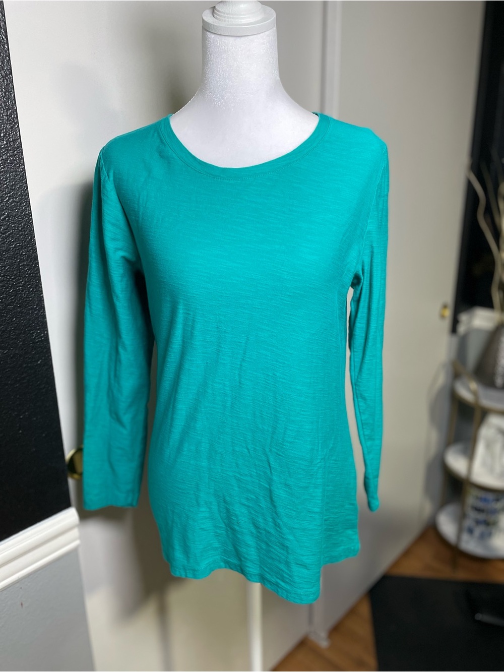 Faded Glory Teal Long Sleeve Crew Neck Tee